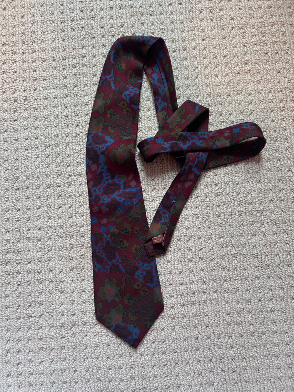 Chaps Burgundy Paisley Silk Tie with Blue and Green Accents
